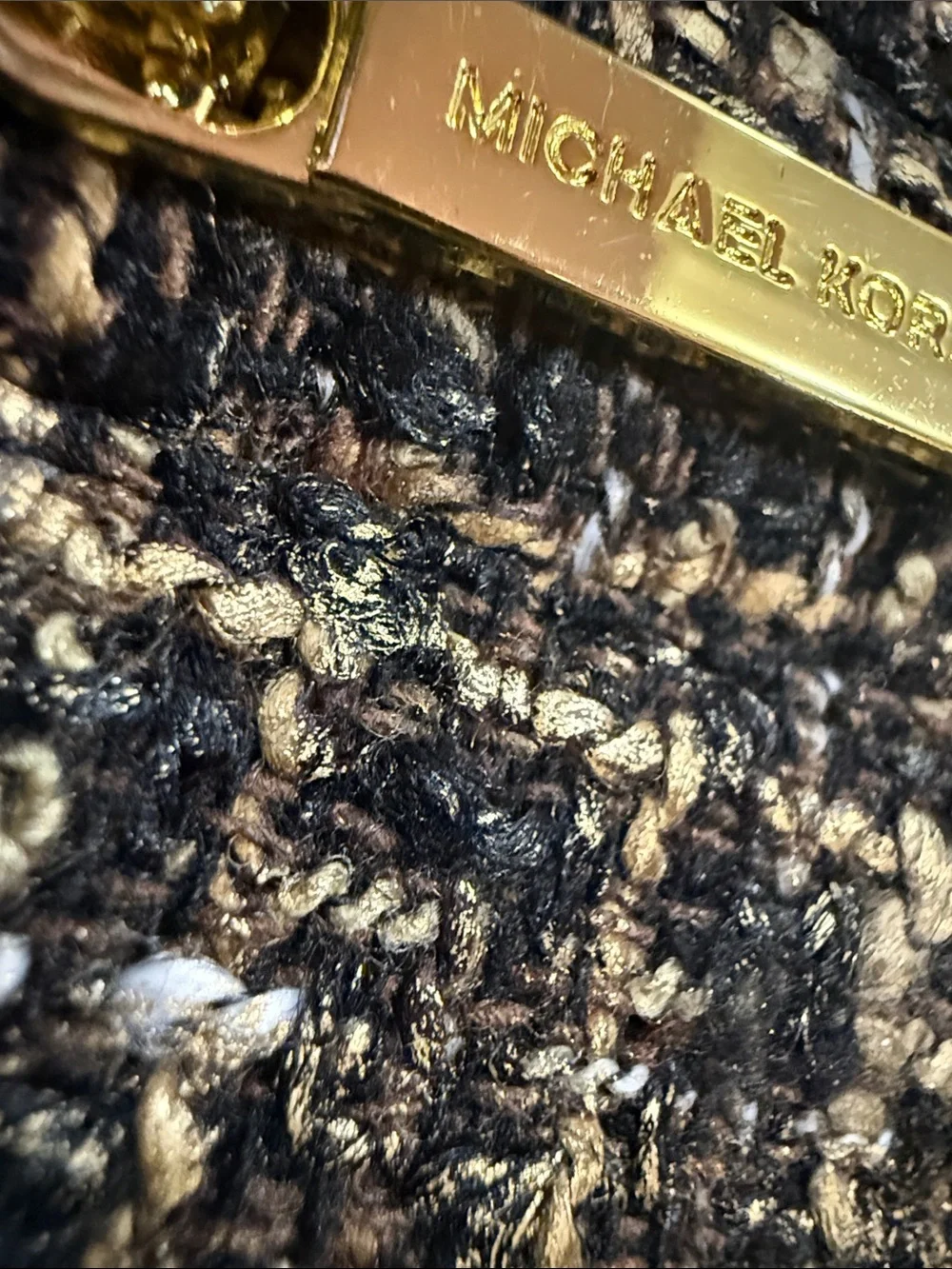 WOW POSHMARK - Authentic Michael Kors NWOT Tweed Style Gold & Black